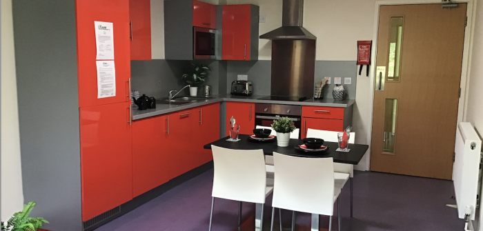 Each floor has a communal kitchen